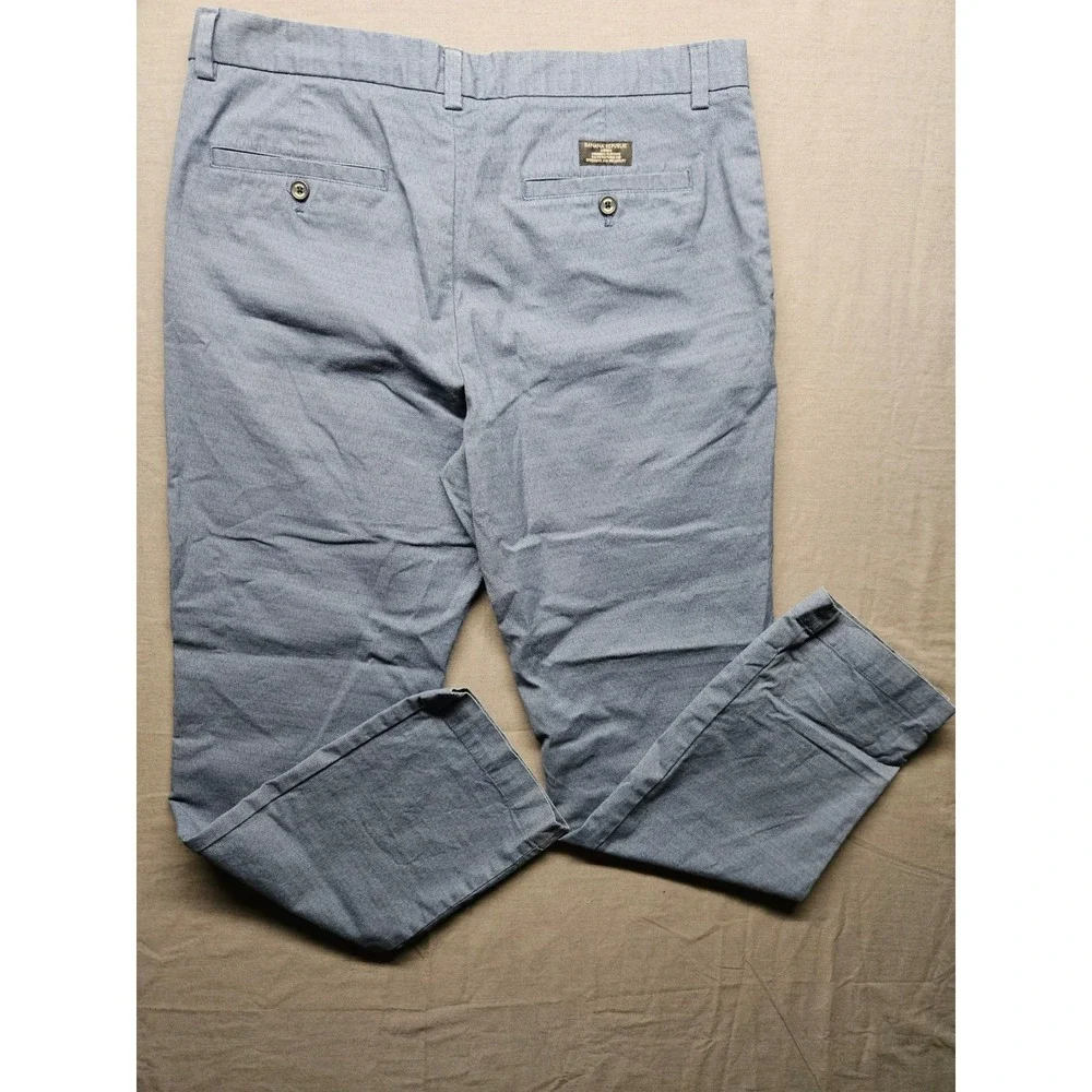 Banana Republic Aiden Chino Mens 35x32 Blue Slim Fit Textured Cotton Pants